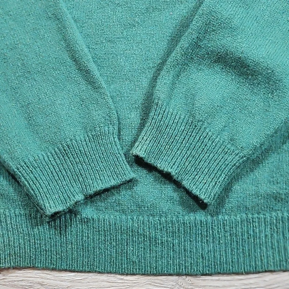 American Eagle Wool Cotton Blend Knit Forest Green V Neck Pullover Sweater